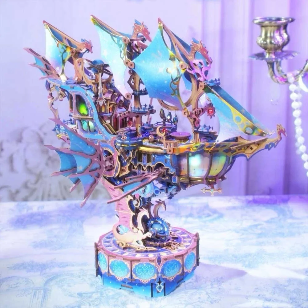 Magical Galaxy Transmission 3D Wooden Model Puzzle  With Music Box